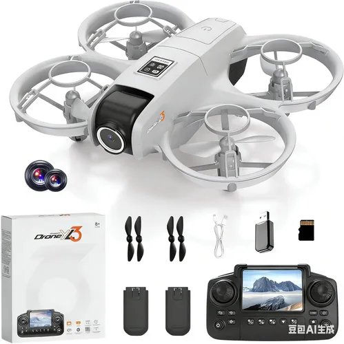 ikaufen YL3 Mini Drone con doble cámara, flujo óptico flotante, zoom 50X, rollo de acrobacias de 360°, cuadricóptero RC para niños y principiantes