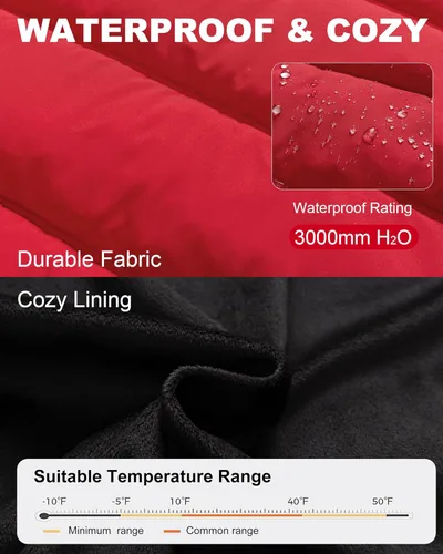 Miniatura 3 de Chaqueta acolchada impermeable para hombre, abrigo de invierno cálido y grueso, chaqueta parka, chaqueta de esquí y snowboard Rojo