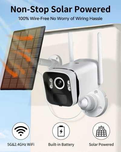 Miniatura 2 de Cámaras de seguridad solar inalámbricas para exteriores: Sistema de seguridad wifi para el hogar con batería solar de 2.5K/4MP UHD, monitor LCD