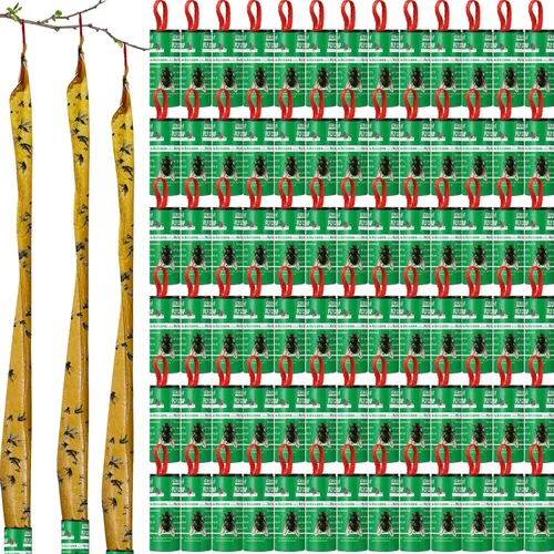 Miniatura 14 de Qualirey Paquete de 80 tiras adhesivas para moscas para interiores y exteriores, cinta adhesiva para colgar insectos voladores, trampas para Rojo