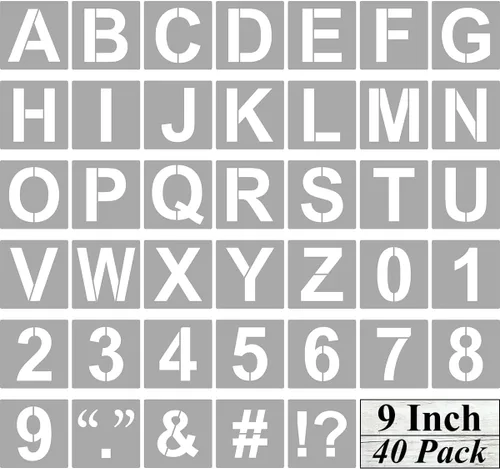 Miniatura 15 de Plantillas de letras y números del alfabeto de 7 pulgadas, paquete de 40 plantillas grandes de letras y números con letreros para pintar sobre