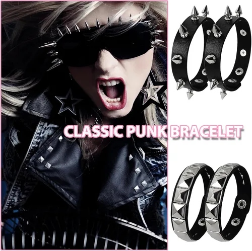 Miniatura 5 de 4 pulseras punk, pulseras de cuero Fanux, pulsera gótica, pulsera gótica, para Halloween, 4