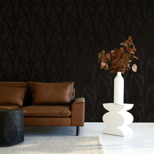 Miniatura 4 de Tempaper x Genevieve Gorder - Papel tapiz extraíble de intersecciones de color negro metálico, 20.5 pulgadas x 16.5 pies, fabricado en los Estados