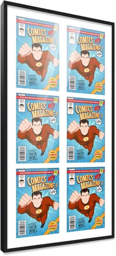 Miniatura 13 de Poster Palooza Marco de cómic con paspartú para 1 cómic de la Edad de Bronce publicado entre 1970 y 1985, marco de cómic negro para cómic de 7.25 x