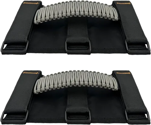 Miniatura 13 de Asas de Agarre para Jeep, Paquete de 4, Asas de Agarre de Barra Enrollable de Paracord para Jeep Wrangler para JK TJ JL CJ YJ JKU JLU y Gladiator