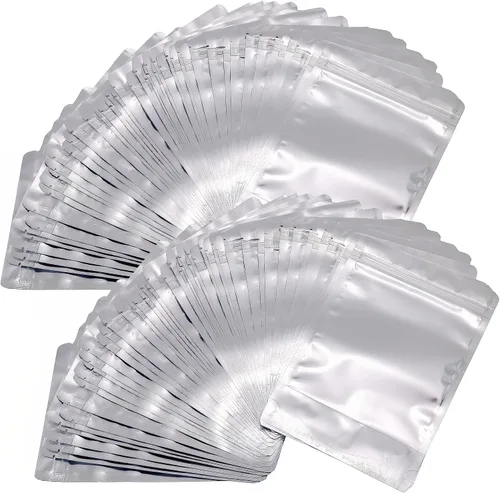 Miniatura 12 de Ellbest 100 bolsas de plástico resellables de aluminio Mylar de aluminio, bolsas de almacenamiento plateadas, bolsas de almacenamiento herméticas