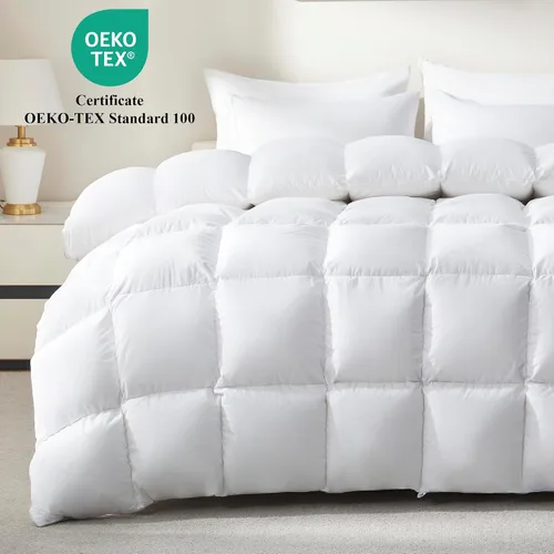 Miniatura 7 de Ubauba Edredón de Plumón de Ganso Tamaño Queen - Relleno de Edredón Esponjoso Blanco para Todas las Estaciones - Edredón de Ropa de Cama de Hotel