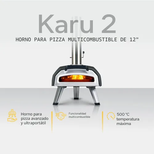 Miniatura 3 de Ooni Karu 2 Horno de Pizza al Aire Libre Multi-Combustible - Horno de Pizza al Aire Libre de Madera y Gas con Piedra para Pizza y Termómetro