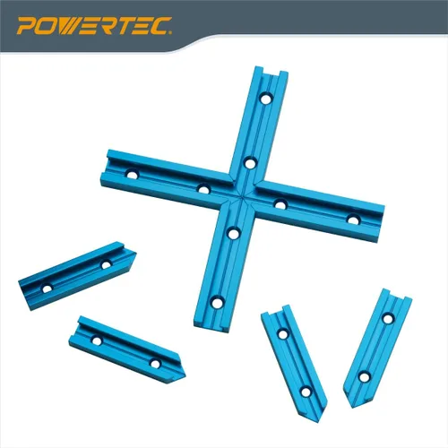 Miniatura 2 de POWERTEC 71713 Pista en T universal de 48 pulgadas x2 con kit de intersección, pista en T de perfil de doble corte con agujeros de montaje