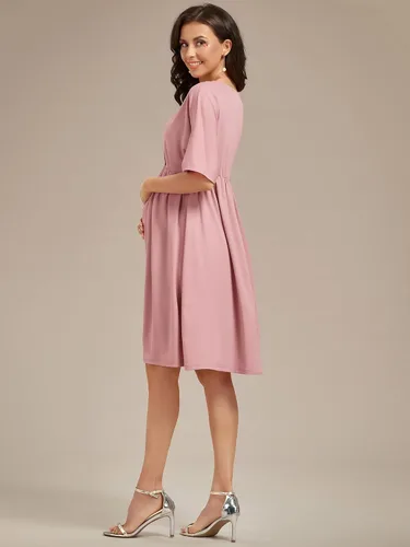 Miniatura 2 de Ever-Pretty Vestido cruzado hasta la rodilla con cuello en V y media manga para mujer Vestidos casuales Vestidos de maternidad 01801-EY