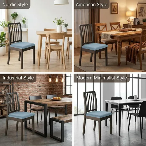 Miniatura 7 de Deisy Dee Fundas de asiento de terciopelo para sillas de comedor, juego de fundas para sillas de comedor (4, azul bebé)