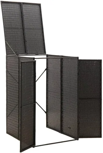 Miniatura 3 de Cobertizo de basura individual para exteriores, cubo de basura de polietileno para jardín, patio, patio trasero, basurero al aire libre, color Negro