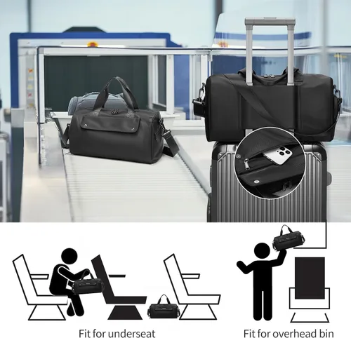 Miniatura 7 de reeyee Bolsa de gimnasio pequeña, bolsa de lona impermeable negra para hombres, bolsa de entrenamiento Cordura con funda de carretilla, bolsa