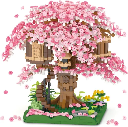 Vziimo Juego de construcción de árbol bonsái en flor de cerezo, juego de modelo de casa de árbol Sakura japonés para adultos, 2028 piezas de mini