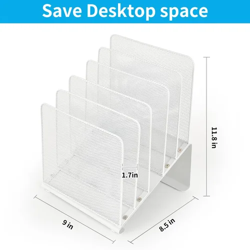 Miniatura 6 de LEKETREE Organizador de archivos para escritorio, organizador de escritorio con estante vertical de archivos de 5 secciones, organizador de carpetas