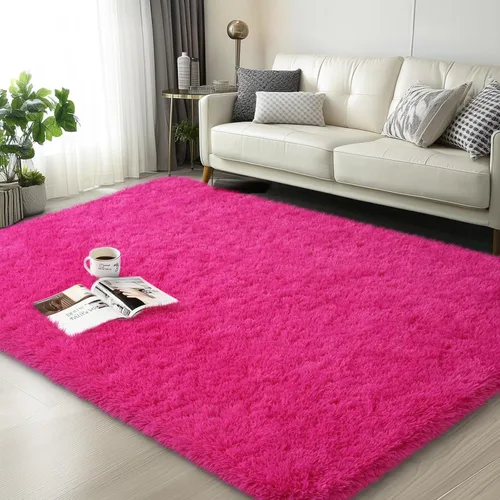 Miniatura 79 de Mugorn - Alfombra de 8 x 10 pies, alfombras grandes, esponjosas, suaves, peludas, antideslizantes, mullidas para interiores, color negro, 8 x 10 pies