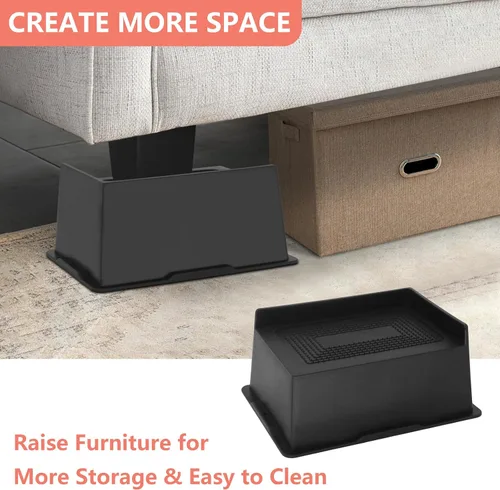 Miniatura 7 de Paquete de 4 elevadores de cama de 3 pulgadas, elevadores de muebles extra grandes de alta resistencia, elevadores de cama extra anchos para sofá
