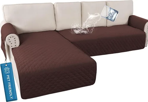 Miniatura 22 de H.VERSAILTEX Fundas de sofá para sofá seccional, 2 piezas, funda de sofá en forma de L, 100% impermeable y lavable, protector de sofá para perros