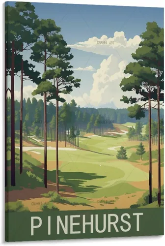 GuYaNa Pinehurst - Póster de viaje vintage de Carolina del Norte, 08 x 12 pulgadas (7.9 x 11.8 in), lienzo para decoración de pared, sala de estar,