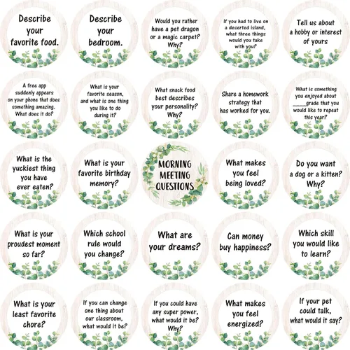 Miniatura 7 de Outus 50 tarjetas de preguntas con fichas para reuniones matutinas para estudiantes, tarjetas de ideas para preguntas en el aula, tarjetas