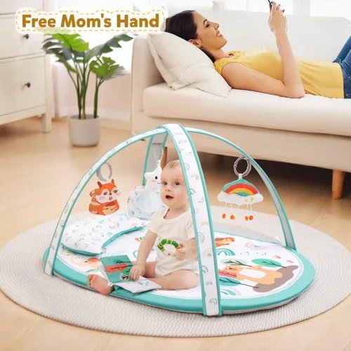 Miniatura 5 de Ibabejoy - Gimnasio de juego para bebés, gimnasio de juego basado en escenarios con 2 fundas lavables a máquina para recién nacidos a niños, tapete
