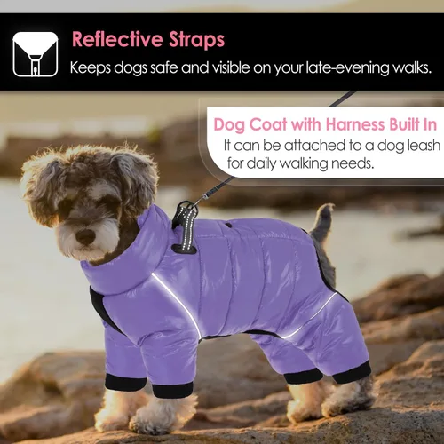 Miniatura 4 de AOFITEE Abrigo para perro, chaqueta impermeable para perros para invierno, traje de nieve cálido de cuerpo completo para perros pequeños, abrigo