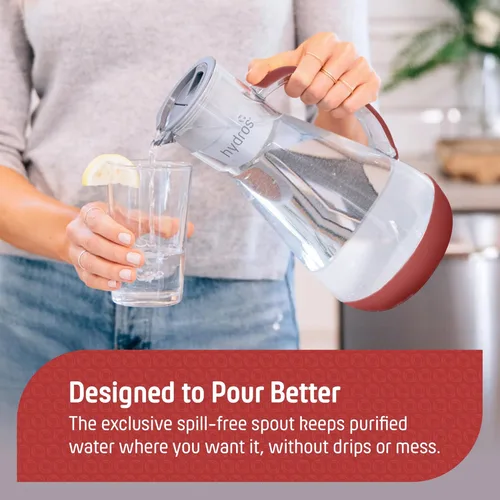 Miniatura 3 de Hydros Jarra de filtro de agua de 64 onzas con tecnología patentada Fast Flo, llenado rápido de 60 segundos y filtro reciclable sin BPA, capacidad