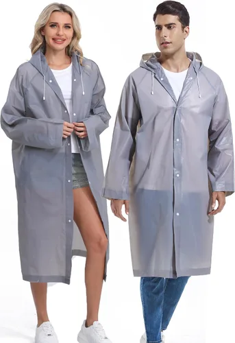 Miniatura 2 de 2 piezas de ponchos de lluvia reutilizables para adultos, abrigos de lluvia para adultos, chaquetas de lluvia, impermeables para hombres y mujeres