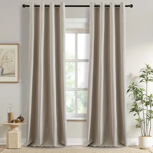 Miniatura 12 de DONREN Cortinas opacas de lino con aislamiento térmico de 52 x 95 pulgadas, cortinas de oscurecimiento de habitación con ojales para dormitorio