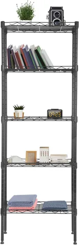 Miniatura 26 de PayLessHere Estante de alambre de 6 niveles 17 x 12 x 64 pulgadas Negro Estantes ajustables Estantes de almacenamiento de alta