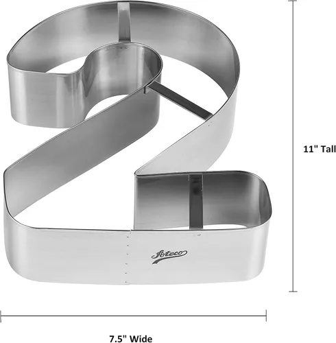 Miniatura 2 de Ateco Molde y cortador de pasteles de números extra grandes, 2, 11 pulgadas de alto, plateado