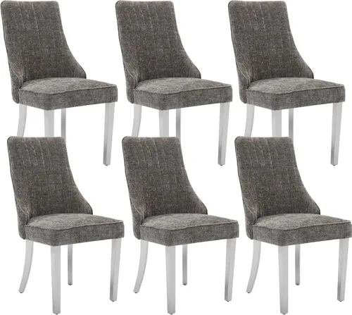 Miniatura 26 de Shenyon Juego de 4 sillas de comedor color beige, cómodas sillas de comedor tapizadas con canal de tela, sillas de cocina modernas para comedor