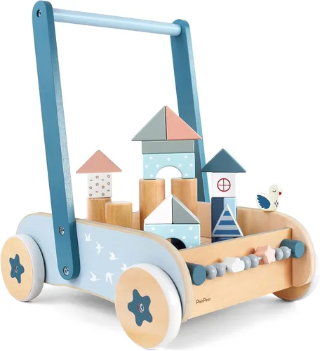 Miniatura 9 de PairPear Juguetes de Paseo de Madera para Bebés, Andadores de Madera con Velocidad Ajustable para Bebés Aprendiendo a Caminar, Juguetes de Empujar