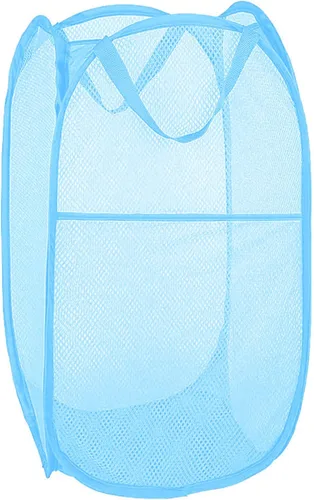 Miniatura 14 de Cesta de malla para lavandería, cesta de lavandería plegable, para dormitorio, dormitorio, apartamento, azul rey Azul real