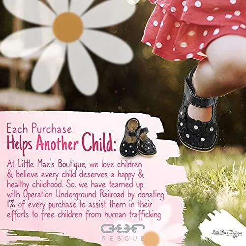 Miniatura 6 de Little Mae's Boutique Mary Jane - Zapatos chirriantes para niñas pequeñas, ideales para caminar con chirriador extraíble y correa ajustable, zapatos