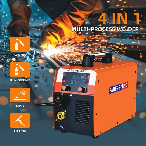 Miniatura 2 de Soldador Mig Multiproceso sin gas de gas 200A, fundente con núcleo/MIG/elevación TIG/Stick soldador 4 en 1 máquina de soldadura portátil