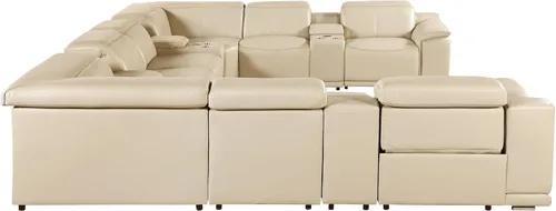 Miniatura 8 de BlackJack Furniture Venice - Juego de sofá reclinable seccional de cuero italiano de grano superior de 12 piezas con 4 reclinables eléctricos