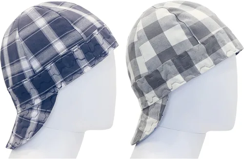 Miniatura 2 de BOCOMAL Gorro de Soldadura Resistente al Fuego CAT2 de Peso Medio con Estampado, Gorras de Soldador de 6 Paneles - Juego de 2