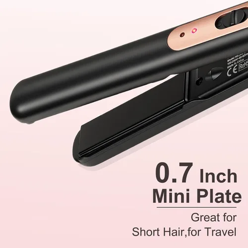 Miniatura 3 de JAETON Plancha plana pequeña de 0.7 pulgadas, mini alisador y rizador 2 en 1, calor 30S, rizador de viaje de doble voltaje, para cabello corto