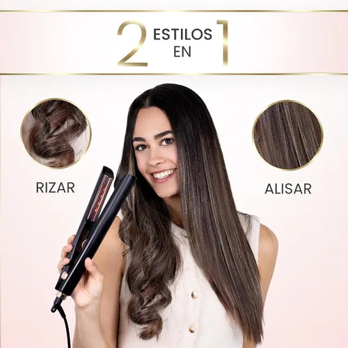 Miniatura 5 de ELLA BELLA® Alisador de cabello delgado con tecnología infrarroja Alisado y rizado 2 en 1 10 ajustes de temperatura Diseño portátil