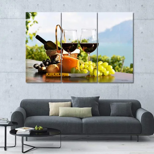 Miniatura 90 de Obra de arte para paredes del hogar, 3 paneles de letras de vino tinto, pinturas de corcho, impresiones HD, arte de pared de corcho de vino sobre