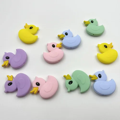 Miniatura 5 de 10 cuentas de pato coloridas en forma de pato, cuentas focales para bolígrafo, fabricación de llaveros, pulseras de joyería, collares, fabricación