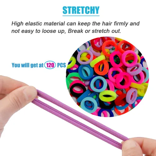 Miniatura 2 de Cintas elásticas para el pelo de bebé, bandas elásticas para el pelo pequeñas para niñas, bandas elásticas para coletas (multicolor)