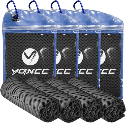 Miniatura 10 de YQXCC Toallas refrescantes Paquete de 4 unidades de 47 x 12 pulgadas Hielo fresco para cuello Microfibra suave transpirable para yoga, Gris
