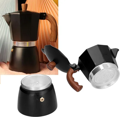 Miniatura 3 de TITA-DONG Cafetera espresso para estufa, olla moka de aleación de aluminio para gas, olla moka italiana clásica con mango para evitar quemaduras
