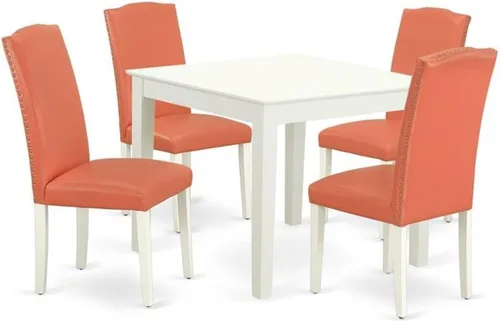 Miniatura 18 de East West Furniture OXEN5-LWH-57 - Juego de mesa y sillas de cocina de 5 piezas, incluye una mesa de comedor cuadrada y 4 sillas de comedor Parsons