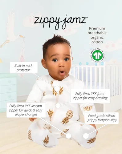 Miniatura 28 de ZippyJamz - Pijama orgánica para bebé con pies y cremallera para cambiar pañales fácil y rápido