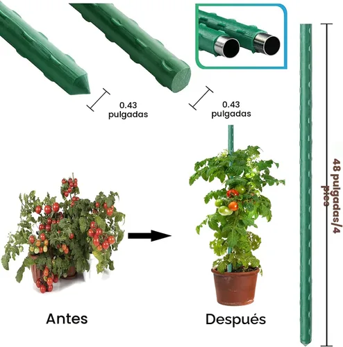 Miniatura 2 de Estacas de jardín resistentes de 4 pies y 48 pulgadas para plantas, soporte de estacas de tomate para verduras, paquete de 20