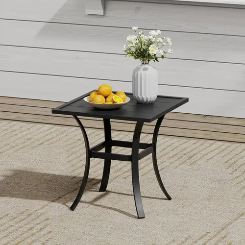 Miniatura 5 de VICLLAX Juego de 2 sillas de patio pequeñas para exteriores, juego de sillas apilables para patio y mesa de comedor cuadrada para porche delantero