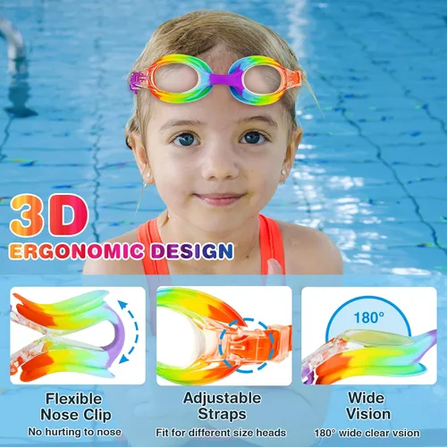 Miniatura 3 de XDX Gafas de natación para niños de 4 a 14, paquete de 4 para niños y niñas, antivaho con protección UV Multicolor-4pack-b